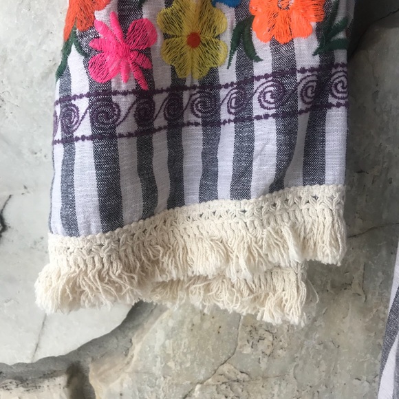 ASOS Tall Gray/White Stripe Embroidered Dress - Picture 7 of 7